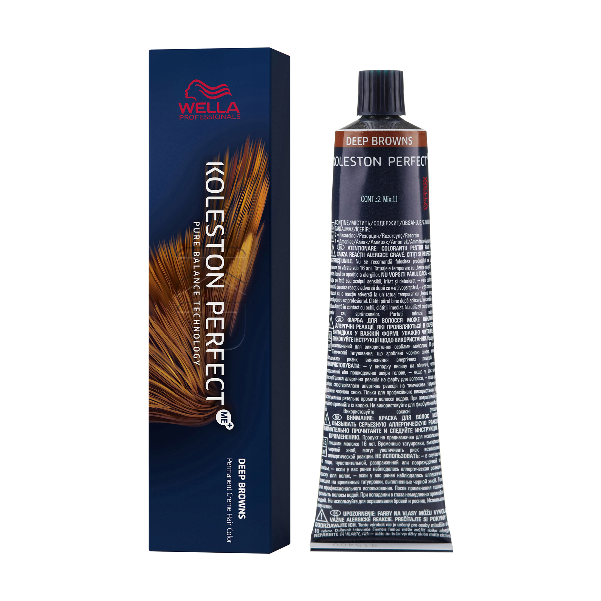 Стійка крем-фарба для волосся Wella Professionals Koleston Perfect Deep Browns, 7/75 -коричневий махагон блондин, 60 мл